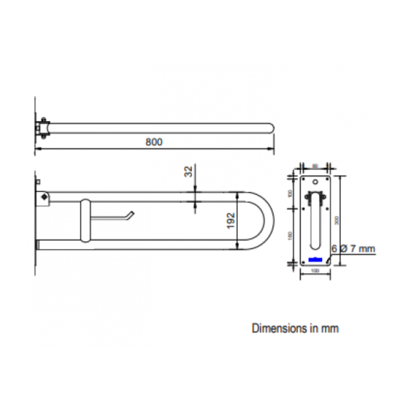 Barra Maniglione Disabili Abbattibile 80 cm Bianco