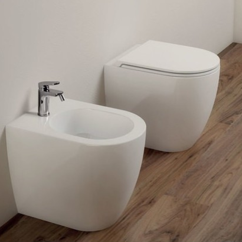 Comoda WC e Bidet Filo Parete Bianco Lucido