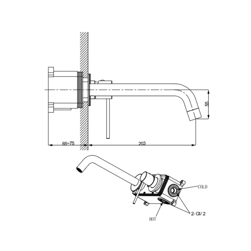 Hidden Lavabo a Muro Cromo Lucido