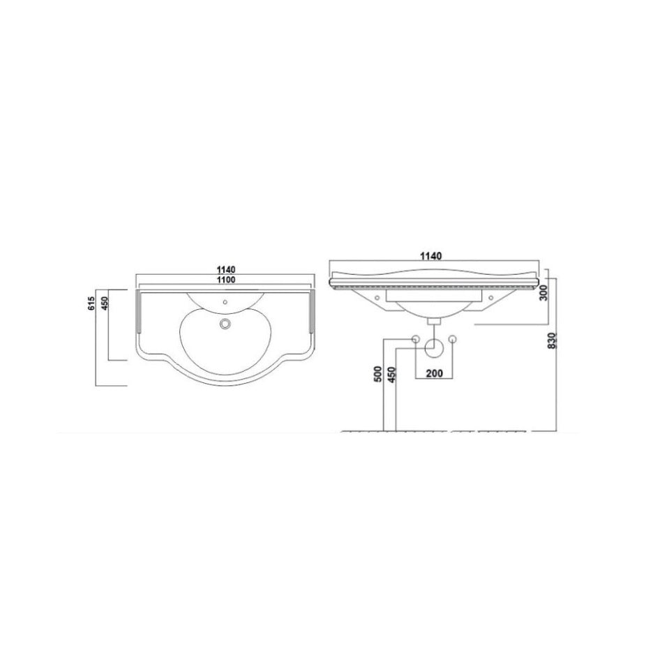 LC30 Consolle Lavabo 110 Ceramica Bianco Lucido