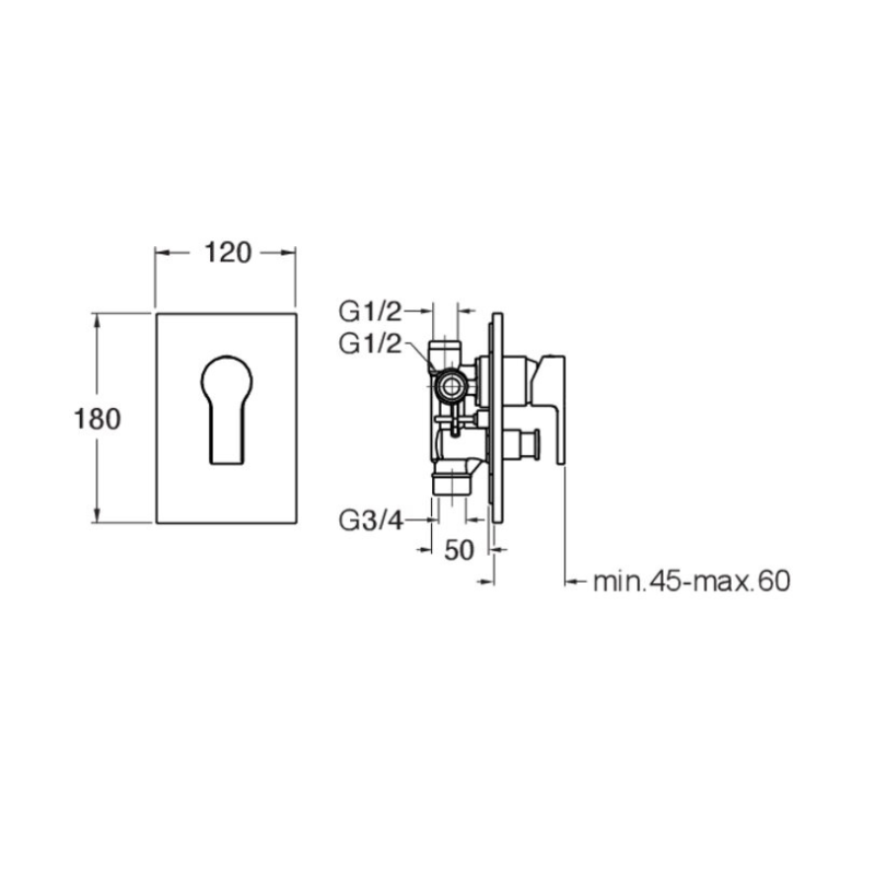 Omega Deviatore Doccia/Vasca Completo Cromo Lucido