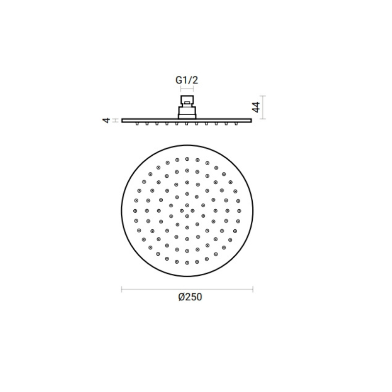 Soffione Doccia Tondo Ø 25 Acciaio Spazzolato Round Brossé