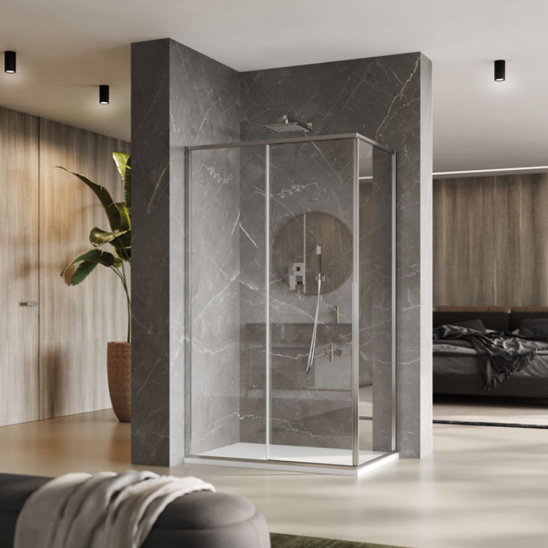 Stellar 90 Lato Fisso Destro Cromo Trasparente