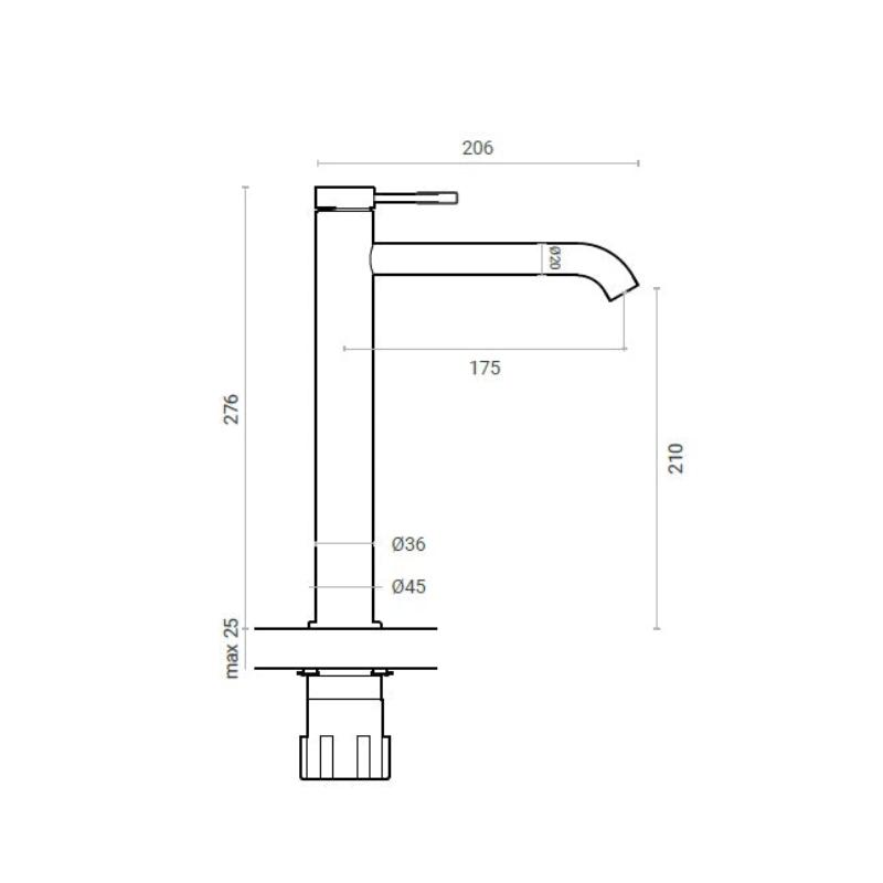 Yard Miscelatore Lavabo Alto Carbon